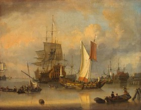 Ships at Sea in Calm Weather, 1695. Creator: Jan Claesz Rietschoof.