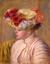 Young Woman in a Flowered Hat, 1892. Creator: Pierre-Auguste Renoir.