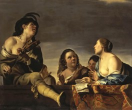 Merry Society with a Violinist, 1640. Creator: Jan Gerritsz van Bronckhorst.