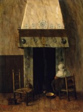 An Old Woman by a Fireplace, 1655. Creator: Jacobus Vrel.