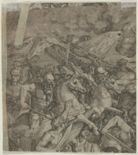 Battle of the Milvian Bridge between the Roman Emperors Constantine I and Maxentius, 17th century. Creator: Anon.