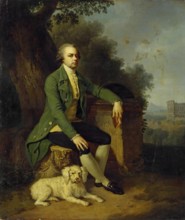 Portrait of Prince Nikolai Yusupov with a Dog, 1782. Creator: Johann Baptist Lampi I.