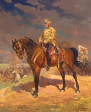 Portrait of Grand Duke Nikolai Nikolayevich (the Younger) on Horseback, 1915. Creator: Nikolay Samokysh.