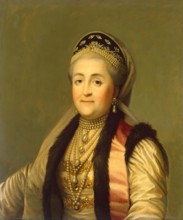 Portrait of Catherine II Wearing a Kokoshnik, (Woman's Headdress). Copy, 1835. Creator: Unknown.