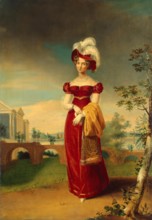Portrait of Empress Elizabeth Alexeyevna in a Park in Tsarskoye Selo (copy), 1824. Creator: Unknown.