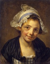 Head of a Young Girl in a Bonnet, 1760. Creator: Jean-Baptiste Greuze.
