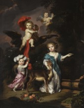 Portrait of Four Children as Ceres Ganymede Cherub and Diana, 1675. Creator: Nicolaes Maes.