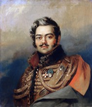Portrait of Denis V. Davydov (1784-1839), 1824. Creator: Workshop of George Dawe.