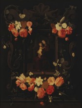 Madonna and Child Framed a Garland of Flowers, 1644. Creator: Erasmus Quellinus.