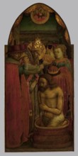 Baptism of Constantine by Pope Sylvester I (left part of the triptych), 1450. Creator: Andrea di Giusto.