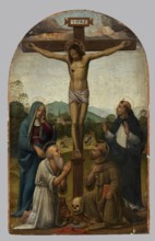 Crucifixion with the Virgin Mary and Sts Dominic, Jerome and Francis, 1529. Creator: Antonio del Ceraiolo.
