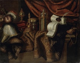 Still Life with a Helmet, 1650. Creator: Francesco Maltese.