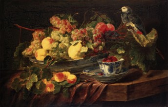 Still Life with Fruit and Parrot, 1645. Creator: Jan Fyt.