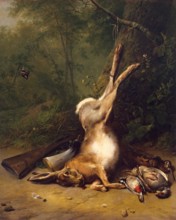 Still Life with a Hare, 1844. Creator: Eugène Verboeckhoven.