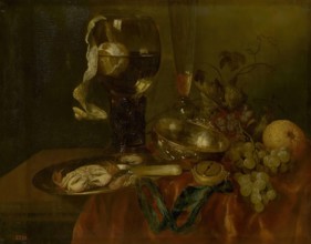 Snack (Still Life with Crab, Fruit and Clock), 1659. Creator: Abraham van Beyeren.