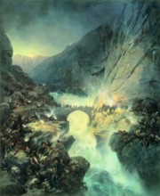 Crossing Over Devil's Bridge on 14 September 1799, 1857. Creator: Alexander von Kotzebue.
