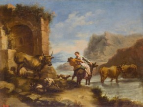 River Crossing, 1665. Creator: Ignacio de Iriarte.