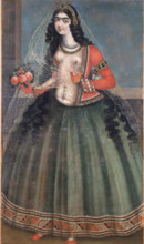 Woman with a Bouquet of Roses, 1850. Creator: Anon.