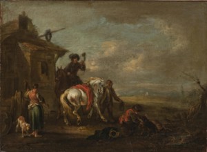 Hunters by a Tavern, 1750. Creator: August Querfurt.