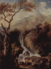 Waterfalls in the Environs of Rome, 1755. Creator: Christian Wilhelm Ernst Dietrich.