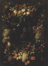 Bust of the Virgin Framed with a Garland of Fruit, 1670. Creator: Jan van den Hecke the elder.