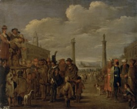 Street Comedians on the Square, mid-late 17th century. Creator: Matteo Ghidoni.