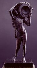 Sketch model for figure holding tripod incense burner in 'The Daphnephoria', c1873. Creator: Frederic Leighton.