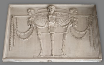 Cast of relief with a tripod decorated with herms and garlands, (19th century?). Creator: Unknown.