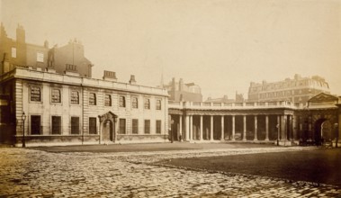 Burlington House, Piccadilly: east offices, colonnade & gateway., c1860s. Creator: Stephen Ayling.