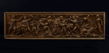 Cast of front panel of sarcophagus showing Artemis, Apollo, and Niobids. Creator: Unknown.