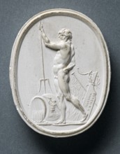 Plaster cast of a gem depicting the Roman god Neptune, (1771?). Creator: Edward Burch.