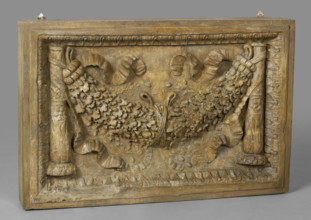 Cast of panel with oak-leaf garland between candelabra, late 18th century-early 19th century. Creator: Unknown.