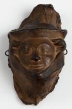 Brown painted plaster cast of head with head-dress, c1850. Creator: Unknown.