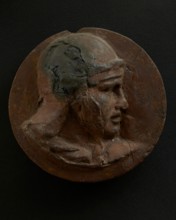 Cast of head of Roman soldier with left arm raised and engaged expression. Creator: Unknown.