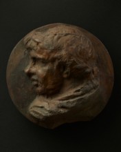 Cast of head of Roman man wearing wreath. Creator: Unknown.