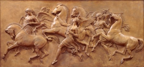 The Hours leading the Horses of the Sun, 1850. Creator: John Gibson.