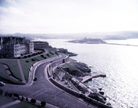The Sound, Royal Citadel, and Mount Edgecumbe, Plymouth, Devon, c1955.   Creator: Arthur Charles Kirby Ware.