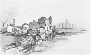 Drawing by Hitler, Ruins of a house in the Flanders, 1917