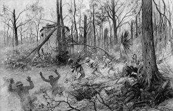 La brigade marine américaine au bois belleau - Dessin de Georges Scott - Août 1918