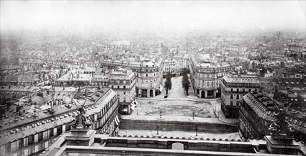 Travaux du baron Haussmann à Paris. La Place de l'Opéra Garnier avant le percement de l'avenue