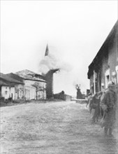 The Vaux-devant-Damloup steeple being bombed