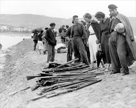 Réfugiés espagnols à la frontière française, en août 1936