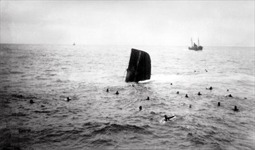 Torpillage du sous-marin gouvernemental "B6" au large de la Corogne, en 1936