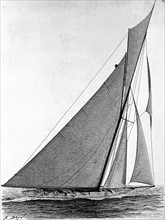 Vue en 1903 du yacht américain le "Reliance", vainqueur de la 12e édition de l'America's Cup,