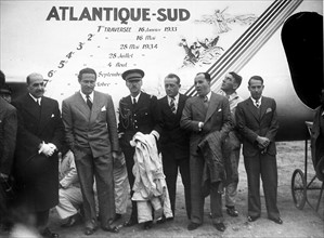 Carte postale célébrant la traversée de l'Atlantique-Sud, 1934