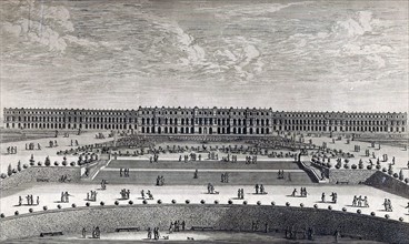 View over the Palace of Versailles from the gardens, 1682