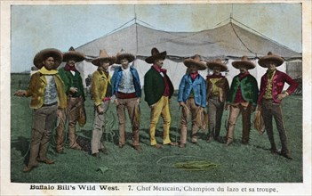 Buffalo Bill's Wild West. Lasso champion Mexican chief and his troupe