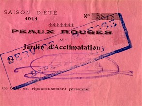 Entrance ticket for the Jardin d'Acclimatation, Paris, 1911