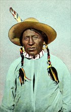Postcard representing Indian chief "Lone Wolf"