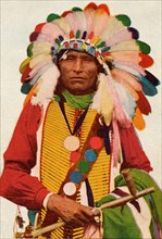 Carte postale représentant le chef indien "Afraid of Eagle"